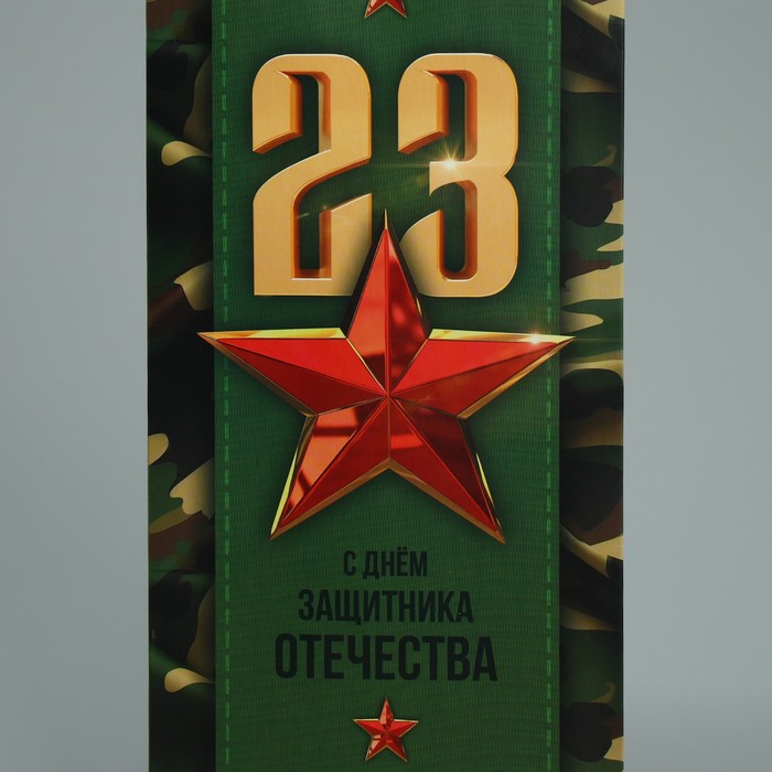 Пакет подарочный ламинированный под бутылку, упаковка, «Отечество», 13 x 36 x 10 см - фото 1909413119