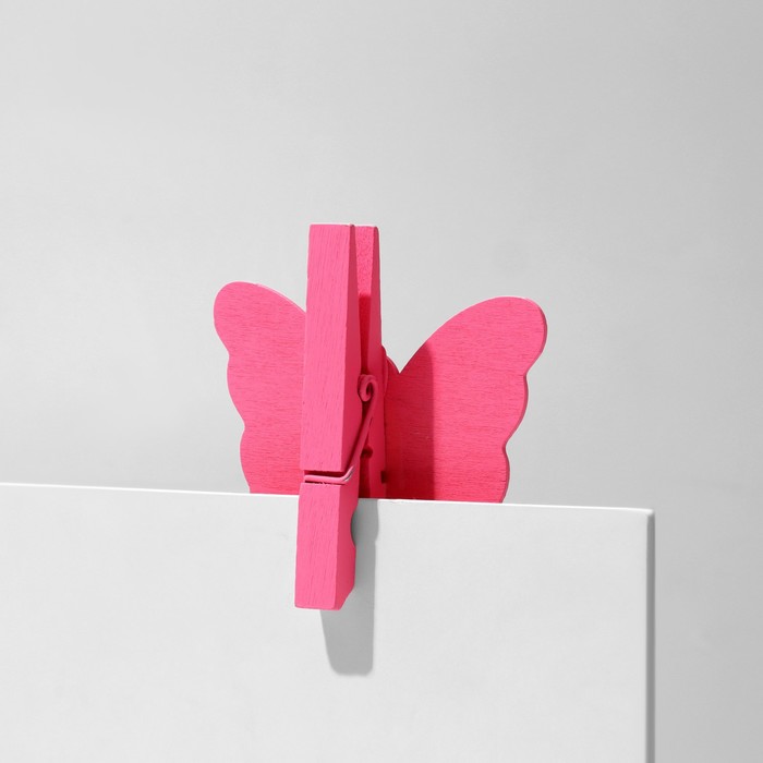 Меловой ценник на ножке «Бабочка», 2 шт. в наборе, 1,5×10×8 см, цвет розовый - фото 1907948536