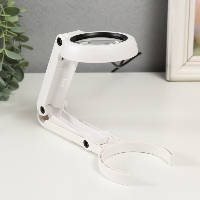 Лампа-лупа х7 для творчества LEDx6 от 3АAA+ USB линза d=5.5 см 2.6×9×19 см - Фото 1