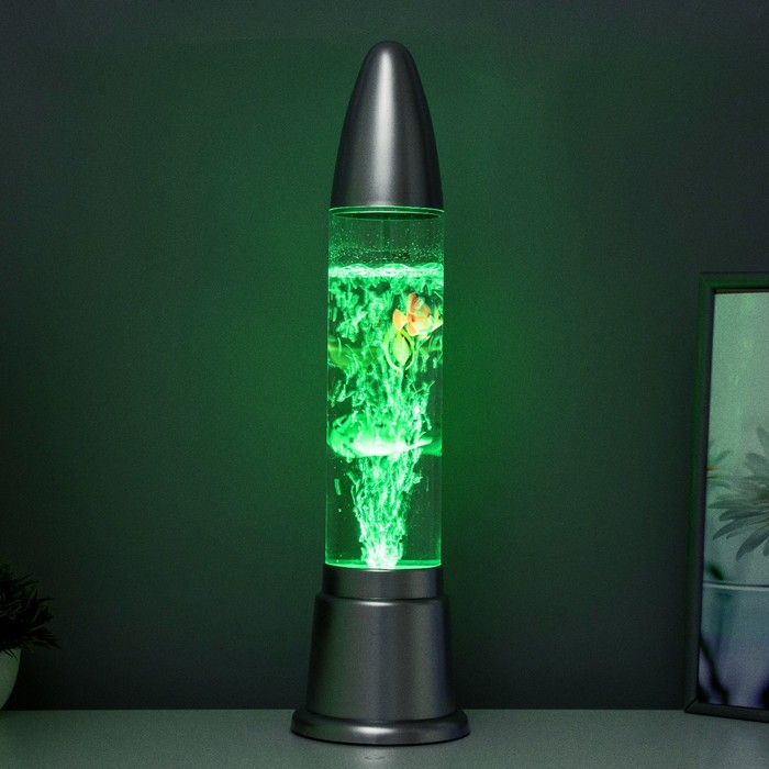 Светильник "Аквариум" LED RGB, лава, серебро 12x12x50 см - фото 1887356540