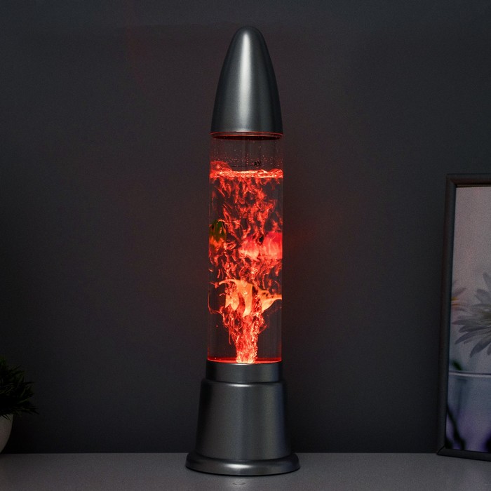 Светильник "Аквариум" LED RGB, лава, серебро 12x12x50 см - фото 1907949162