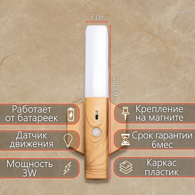 Бра с датчиком движения «Юник» LED от батареек 3хААА 9.5×3×20 см