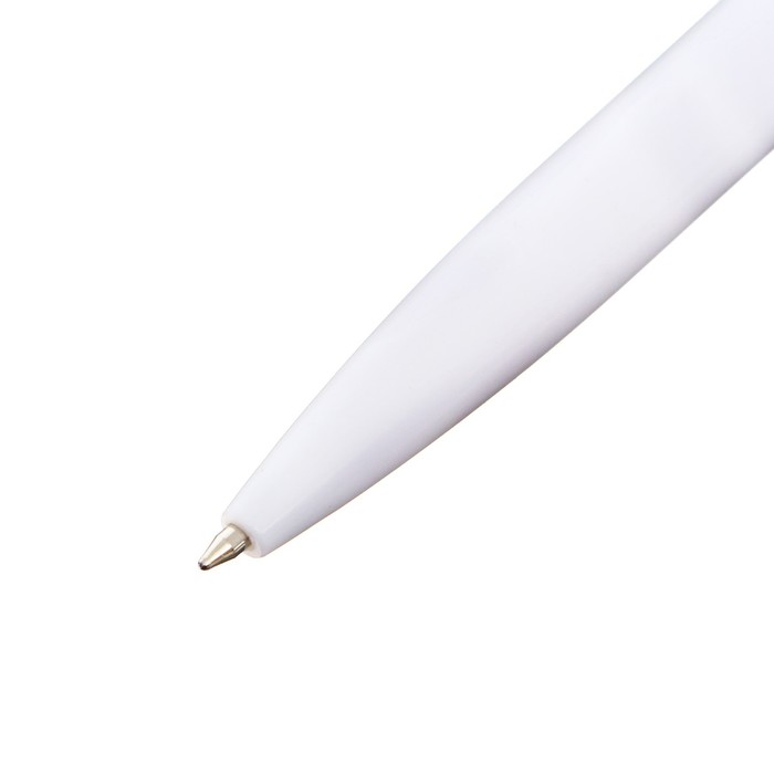 Ручка шариковая автоматическая корпус белый с салатовой вставкой,стержень синий 0,7мм
