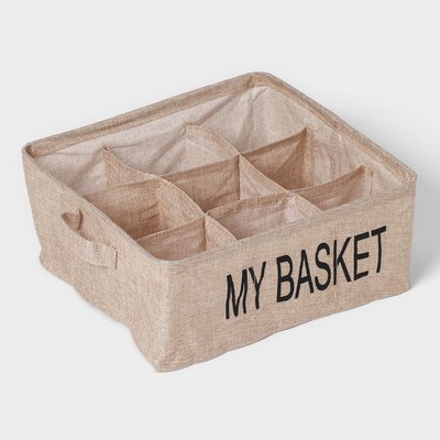 Органайзер для хранения белья Доляна Basket, 9 ячеек, 28×28×12 см, бежевый