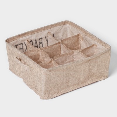 Органайзер для хранения белья Доляна Basket, 9 ячеек, 28×28×12 см, бежевый