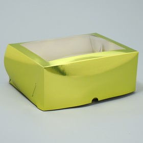 Коробка для капкейков, кондитерская упаковка с окном, 6 ячеек «Золотистая», 25 х 17 х 10 см