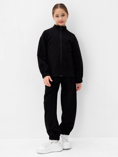 Ветровка бомбер для девочки MINAKU: Casual Collection KIDS, чёрная, рост 134 см
