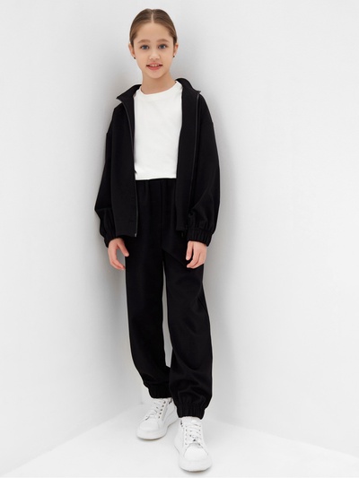 Ветровка бомбер для девочки MINAKU: Casual Collection KIDS, чёрная, рост 134 см