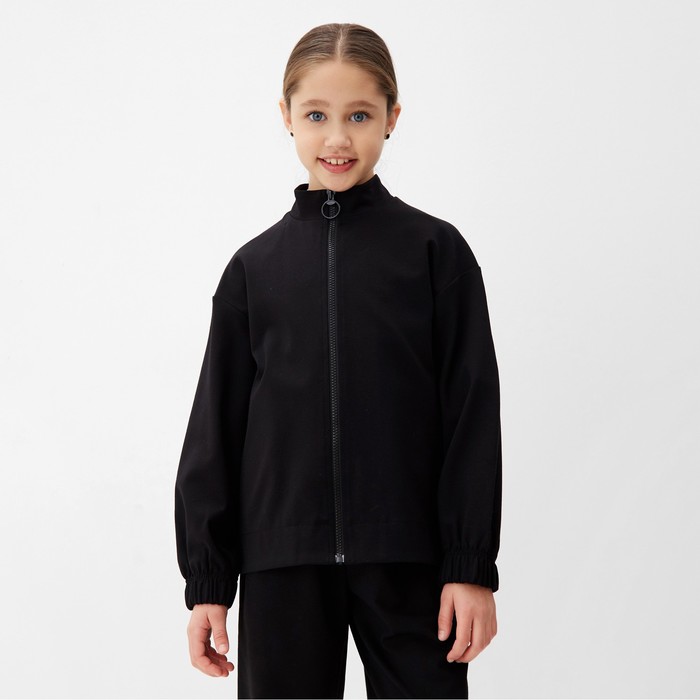 Ветровка (бомбер) для девочки MINAKU: Casual Collection KIDS, чёрная, рост 152 см