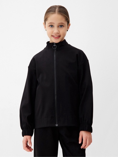 Ветровка бомбер для девочки MINAKU: Casual Collection KIDS, чёрная, рост 158 см