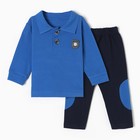 Комплект детский (лонгслив/брюки), цвет тёмно-синий, рост 68 см - фото 320756696