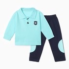 Комплект детский (лонгслив/брюки), цвет бирюза, рост 68 см - фото 110430798