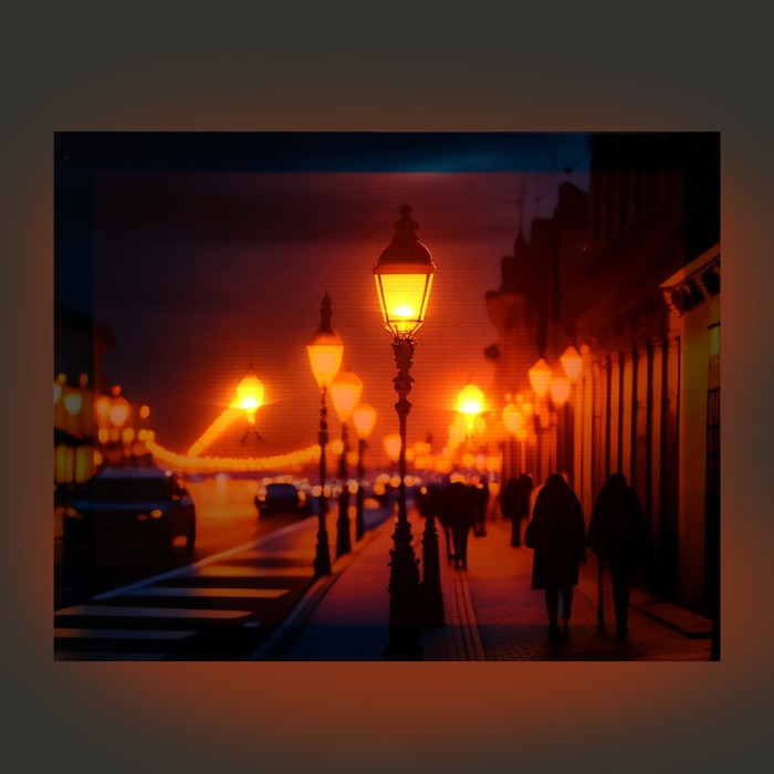 Картина световая "Улица с фонарями" 40*50 см - фото 1890318744