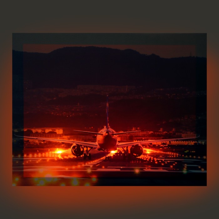 Картина световая "Аэропорт в горах" 40*50 см - фото 1909414043