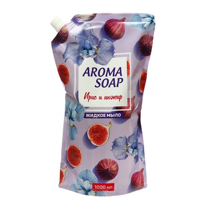 Мыло жидкое Aroma soap Ирис и инжир дой-пак, 1 л