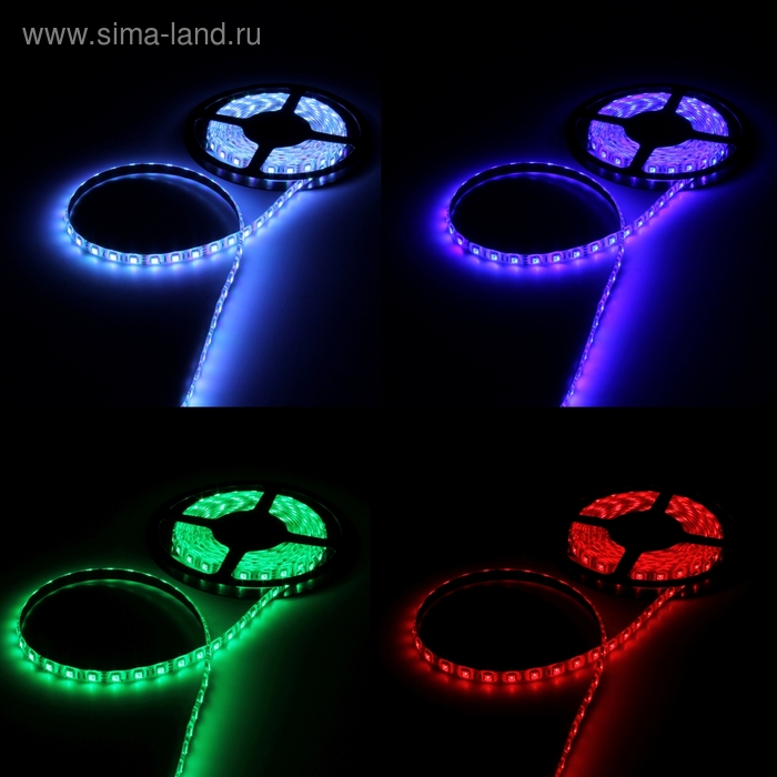 Светодиодная лента 12В, SMD5050, 5 м, IP65, 60LED, 14.4Вт/м, 14-16 Лм/1 LED, DC, МУЛЬТИ (RGB) - Фото 1