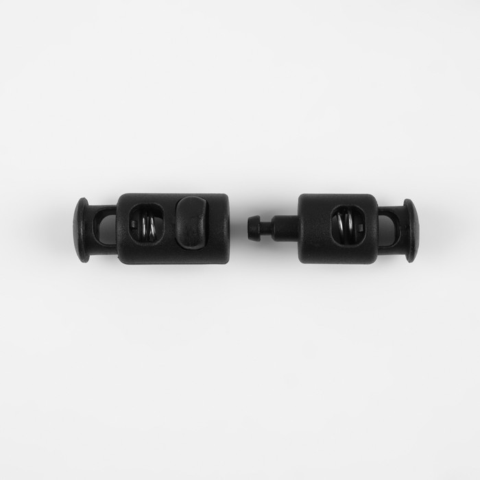 Набор фиксаторов двойных скрепляющих для шнура, d = 7 мм, 5 × 1,1 см, 4 шт, цвет чёрный