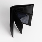 Портмоне мужское без застёжки, 3 в 1, отдел автодокументов, паспорта, карт, купюр, чёрное - Фото 5