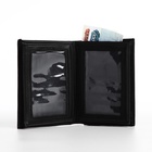 Портмоне мужское без застёжки, 3 в 1, отдел автодокументов, паспорта, карт, купюр, чёрное - Фото 3