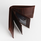 Портмоне мужское без застёжки, 3 в 1, отдел автодокументов, паспорта, карт, купюр, цвет коричневый - Фото 4