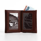 Портмоне мужское без застёжки, 3 в 1, отдел автодокументов, паспорта, карт, купюр, цвет коричневый - Фото 5