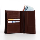 Портмоне мужское без застёжки, 3 в 1, отдел автодокументов, паспорта, карт, купюр, цвет коричневый - Фото 2