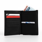 Портмоне мужское, без застёжки, 3 в 1, автодокументы, паспорт, чёрное - Фото 2