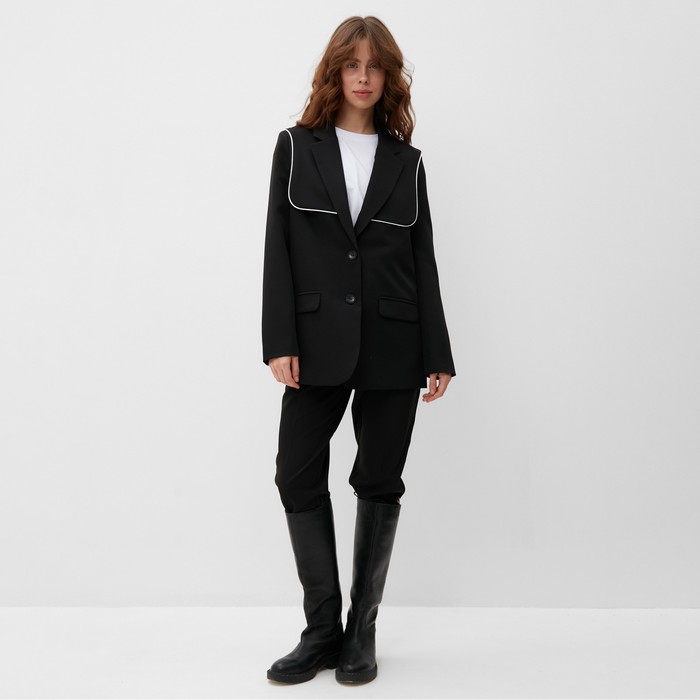 Пиджак женский с накидкой MINAKU: Casual Collection  цвет черный, р-р 42