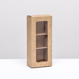 Коробка с обечайкой с окном «под 3 конфеты» 13?5?3.3 см, крафт (комплект 5 шт)