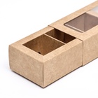 Коробка с обечайкой с окном «под 3 конфеты» 13?5?3.3 см, крафт (комплект 5 шт) - фото 65406383