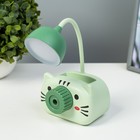 УЦЕНКА Настольная лампа "Киса" LED 3Вт USB зеленый 9,5х7,4х22 см RISALUX - Фото 1