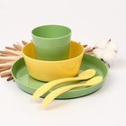 Набор детской посуды Lalababy Follow Me (тарелка, миска, стаканчик, 2 ложки), цвет зеленый - фото 11764422
