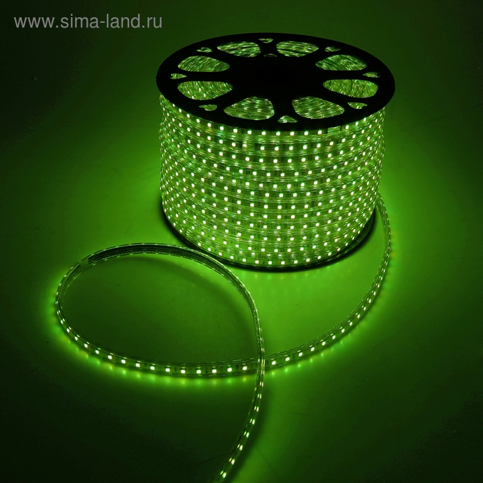 Светодиодная лента 220В, SMD5050, 100 м, IP65, 60 LED, 14.4 Вт/м, 16-18 Лм/1 LED, AC, ЗЕЛЁНЫЙ - Фото 1