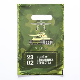 Пакет "23.02", полиэтиленовый с вырубной ручкой, 20х30 см, 30 мкм