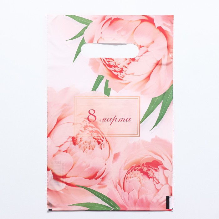 Пакет подарочный «8 марта», полиэтиленовый с вырубной ручкой, 20×30 см, 30 мкм - Фото 1