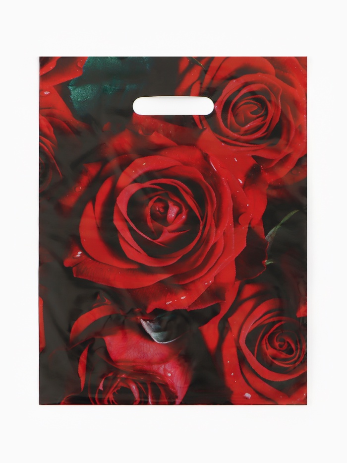 Пакет «Алые розы», полиэтиленовый с вырубной ручкой, 30×40 см, 50 мкм - Фото 1