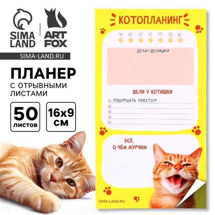 Планер с отрывными листами, 50 л «Кот» - Фото 1