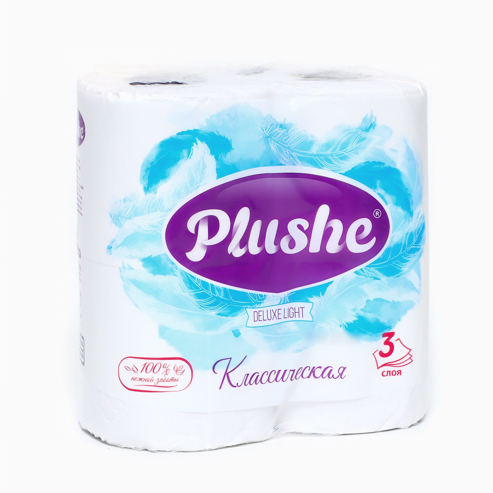 Туалетная бумага Plushe Deluxe Light «Классическая», 3 слоя, 4 рулона ...