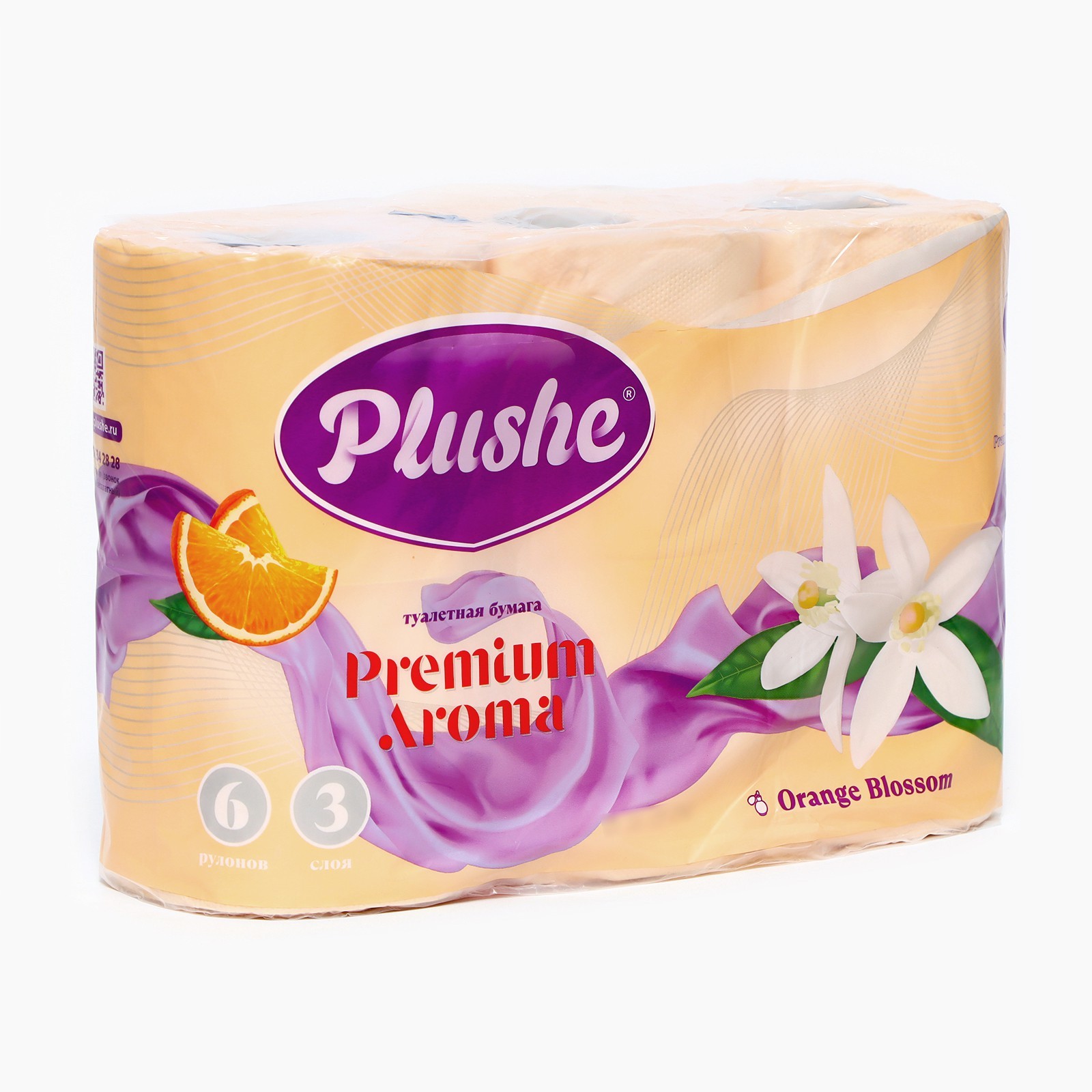 Туалетная бумага Plushe Premium Aroma Orange Blossom, 3 слоя 6 рулонов ...