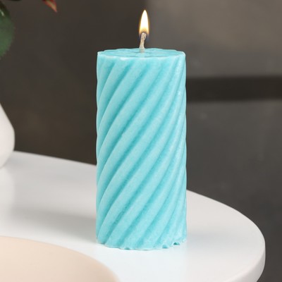 Свеча-цилиндр «Спираль», 5×10 см, бирюзовая, 6 ч