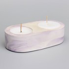 Свечи "Мрамор" в овальном подсвечнике из гипса,12х6х3см, мрамор с фиолетовыми полосками - Фото 2