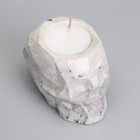 Свеча "Череп" в подсвечнике из гипса с гранями, 6х9х6,5см,мрамор с чёрными полосками - Фото 4