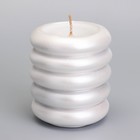 Свеча "Спираль" в подсвечнике из гипса, 7х9см, белый перламутр - Фото 2