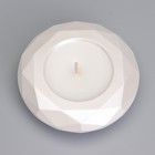 Свеча "Полноторие" в подсвечнике с гранями из гипса большой, 10,5х3см,белый перламутр - Фото 3