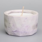 Свеча "Мрамор" в подсвечнике из гипса с крышкой, 8,5х6см, мрамор с фиолетовыми полосками - фото 23456414
