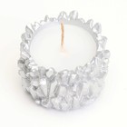 Свеча "Кристаллы" в подсвечнике из гипса,6х4см, серебро - Фото 3