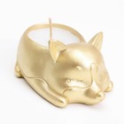 Свеча "Корги" в подсвечнике из гипса,8,5х13х7см,золото - фото 23517032