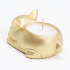 Свеча "Корги" в подсвечнике из гипса,8,5х13х7см,золото - фото 23517034