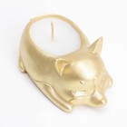 Свеча "Корги" в подсвечнике из гипса,8,5х13х7см,золото - фото 23517035