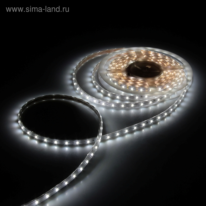 Светодиодная лента 220В, SMD5050, 5 м, IP65, 60 LED, 11 Вт/м, 16-18 Лм/1 LED, AC, БЕЛЫЙ - Фото 1